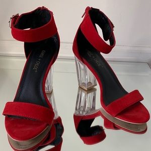 Chase + Chloe Red Lucite Heels